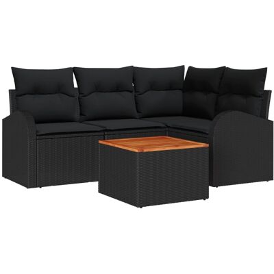 vidaXL Garten-Sofa-Set 5-Tlg Schwarz 3356245 vidaXL Garten-Sofa-Set 5-Tlg Schwarz 3356245