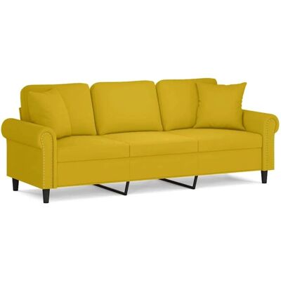 vidaXL 3-Sitzer-Sofa mit Zierkissen Gelb 180 cm Samt 3200961 vidaXL 3-Sitzer-Sofa mit Zierkissen Gelb 180 cm Samt 3200961