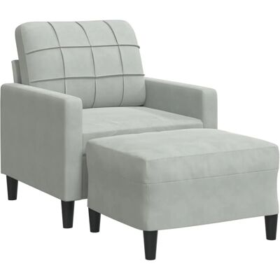 Vidaxl - Sessel mit Hocker - Hellgrau - Armchair with Ottoman Vidaxl - Sessel mit Hocker - Hellgrau - Armchair with Ottoman