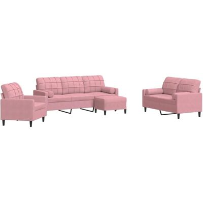 vidaXL Sofagarnitur - Rosa Samt Modern Lounge 4-tlg. vidaXL Sofagarnitur - Rosa Samt Modern Lounge 4-tlg.