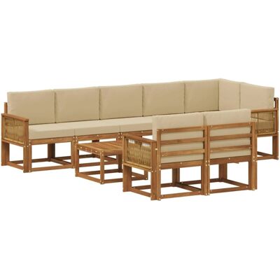 vidaXL Outdoor-Sofagarnitur mit Kissen 9 Stk Natur und Beige Polyester 3385339 vidaXL Outdoor-Sofagarnitur mit Kissen 9 Stk Natur und Beige Polyester 3385339