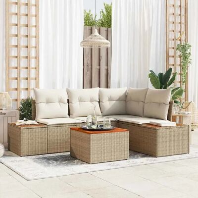 vidaXL Garten-Sofa-Set mit Kissen 5-Tlg Beige Poly Rattan 3348082 vidaXL Garten-Sofa-Set mit Kissen 5-Tlg Beige Poly Rattan 3348082