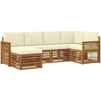 vidaXL Ecksofa Set mit Kissen 5 Stk Natur und Creme 3384566 vidaXL Ecksofa Set mit Kissen 5 Stk Natur und Creme 3384566