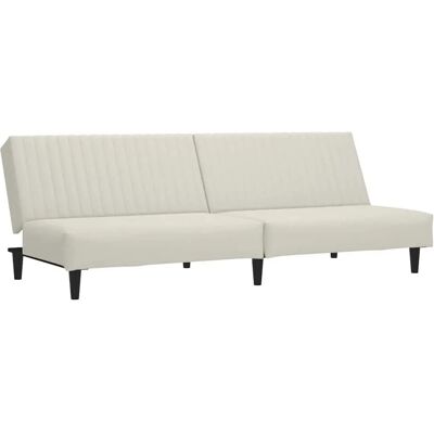 vidaXL 2-in-1 Velours-Creme Schlafsofa vidaXL 2-in-1 Velours-Creme Schlafsofa