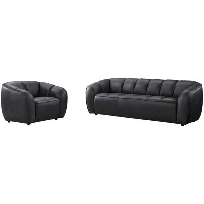 Vente-unique Couchgarnitur Mit Sessel Pradoni Schwarz 111.5 cm 234 cm Vente-unique Couchgarnitur Mit Sessel Pradoni Schwarz 111.5 cm 234 cm