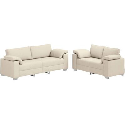 vidaXL Sofa-Set 2-Tlg Beige Leinenmischgewebe 3324689 vidaXL Sofa-Set 2-Tlg Beige Leinenmischgewebe 3324689