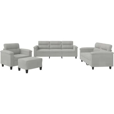 vidaXL 4-tlg. Hellgrau Mikrofaser Sofagarnitur - Sofa-Set vidaXL 4-tlg. Hellgrau Mikrofaser Sofagarnitur - Sofa-Set