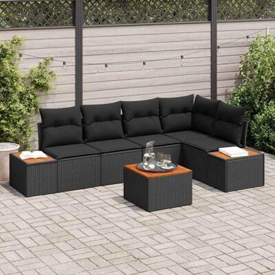 vidaXL Garten-Sofa-Set mit Kissen 6-Tlg Schwarz Poly Rattan 3348089 vidaXL Garten-Sofa-Set mit Kissen 6-Tlg Schwarz Poly Rattan 3348089