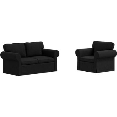 vidaXL Sofa 2-Tlg Schwarz 155 x 82 x 80 cm Stoff 3407488 vidaXL Sofa 2-Tlg Schwarz 155 x 82 x 80 cm Stoff 3407488