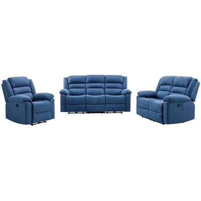 Vente-unique Couchgarnitur Mit Sessel Burolo Blau 92 cm 144 cm 199 cm Vente-unique Couchgarnitur Mit Sessel Burolo Blau 92 cm 144 cm 199 cm