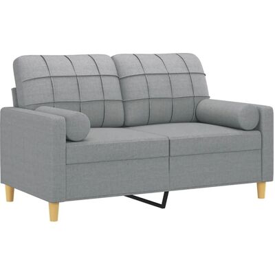 vidaXL 2-Sitzer Hellgrauer Stoffsofa mit Kissen - Sofa vidaXL 2-Sitzer Hellgrauer Stoffsofa mit Kissen - Sofa