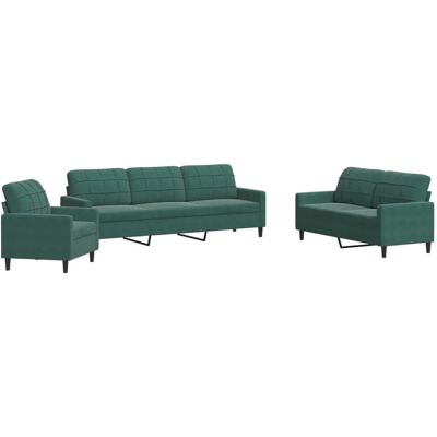 vidaXL 4-teiliges Samtsofa-Set in Dunkelgrün vidaXL 4-teiliges Samtsofa-Set in Dunkelgrün