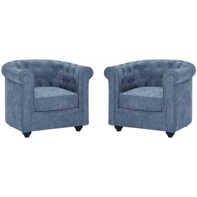 Vente-unique Sessel Mit Gerader Rückenlehne Chesterfield Blau 82 cm Vente-unique Sessel Mit Gerader Rückenlehne Chesterfield Blau 82 cm
