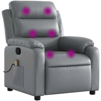vidaXL Grauer Kunstleder Relaxsessel - Massagestuhl vidaXL Grauer Kunstleder Relaxsessel - Massagestuhl