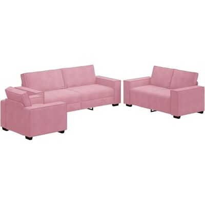 vidaXL Rosa Samt 3-tlg. Sofagarnitur - Sofa Set vidaXL Rosa Samt 3-tlg. Sofagarnitur - Sofa Set