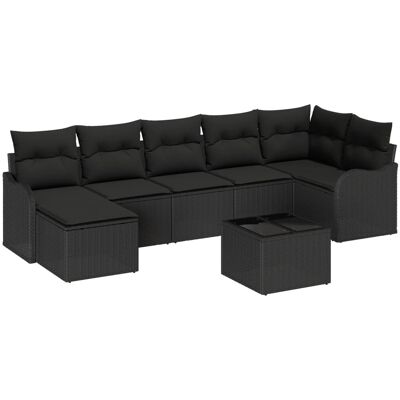 vidaXL Garten-Sofa-Set mit Kissen 8-Tlg Schwarz Poly Rattan 3354472 vidaXL Garten-Sofa-Set mit Kissen 8-Tlg Schwarz Poly Rattan 3354472