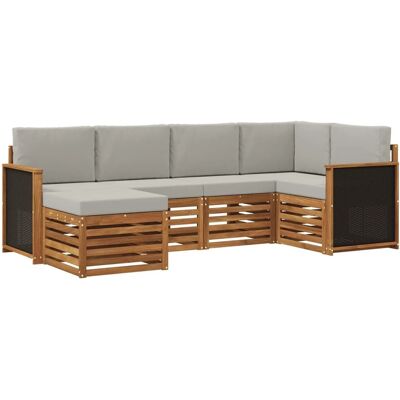 vidaXL Ecksofa Set mit Kissen 5 Stk Natur und Hellgrau 3384552 vidaXL Ecksofa Set mit Kissen 5 Stk Natur und Hellgrau 3384552