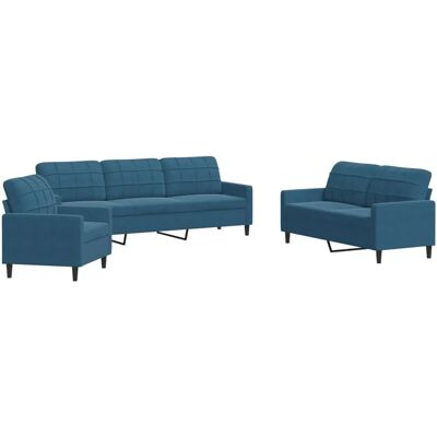 vidaXL Sofaset - Samtvelours Blau - Sofaset vidaXL Sofaset - Samtvelours Blau - Sofaset