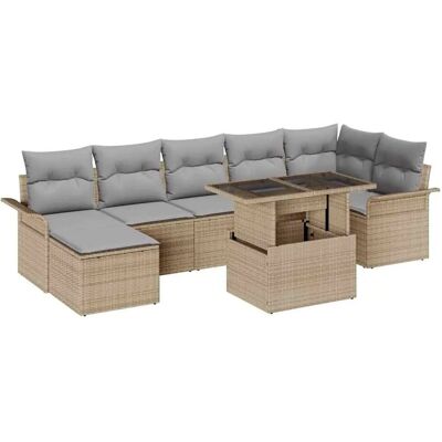 vidaXL Garten-Sofa-Set mit Kissen mit Speicher 8-Tlg Beige Poly Rattan 3357063 vidaXL Garten-Sofa-Set mit Kissen mit Speicher 8-Tlg Beige Poly Rattan 3357063