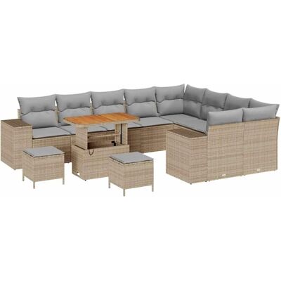 vidaXL Garten-Sofa-Set mit Kissen 12-Tlg Beige und Hellgrau 3363997 vidaXL Garten-Sofa-Set mit Kissen 12-Tlg Beige und Hellgrau 3363997