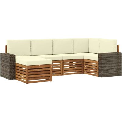 vidaXL Ecksofa Set mit Kissen 6 Stk Natur und Creme 3384576 vidaXL Ecksofa Set mit Kissen 6 Stk Natur und Creme 3384576