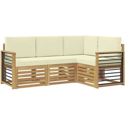 vidaXL Sofagarnituren mit Kissen 4 Stk Weiß und Creme Polyester 3391765 vidaXL Sofagarnituren mit Kissen 4 Stk Weiß und Creme Polyester 3391765