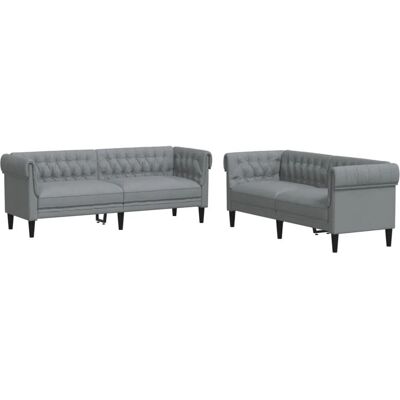 vidaXL 2-Tlg Sofagarnitur Hellgrau Stoff 3209200 vidaXL 2-Tlg Sofagarnitur Hellgrau Stoff 3209200