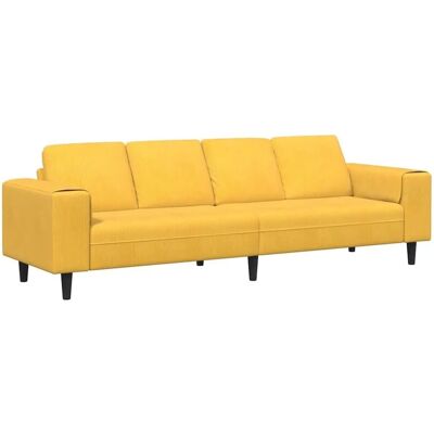 vidaXL Sofa mit Kissen Helles Gelb 250 x 77 x 76 cm Cordstoff 3335106 vidaXL Sofa mit Kissen Helles Gelb 250 x 77 x 76 cm Cordstoff 3335106