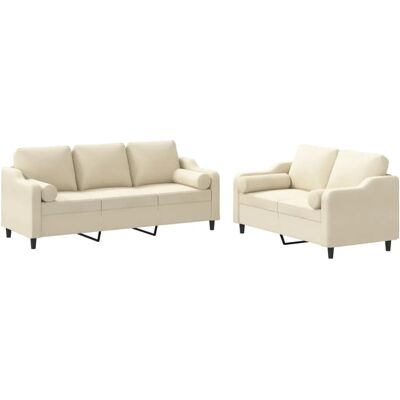 vidaXL Creme Stoff 2-teiliges Sofa-Set - Sofa Set vidaXL Creme Stoff 2-teiliges Sofa-Set - Sofa Set