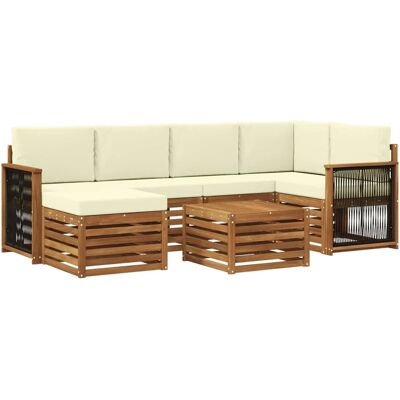 vidaXL Ecksofa Set mit Kissen 6 Stk Natur und Creme 3384591 vidaXL Ecksofa Set mit Kissen 6 Stk Natur und Creme 3384591