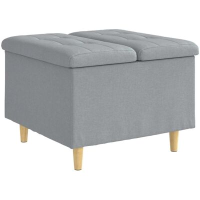 vidaXL Aufbewahrungsottomane mit Kissen Hellgrau 60 x 60 x 45 cm Stoff 876818 vidaXL Aufbewahrungsottomane mit Kissen Hellgrau 60 x 60 x 45 cm Stoff 876818