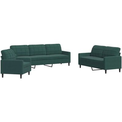 Vidaxl Sofaset - Dunkelgrüner Samtstoff - Wohnzimmermöbel Vidaxl Sofaset - Dunkelgrüner Samtstoff - Wohnzimmermöbel