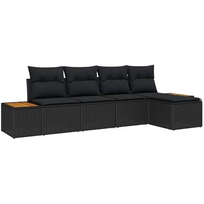 vidaXL Garten-Sofa-Set mit Kissen 5-Tlg Schwarz Poly Rattan 3348064 vidaXL Garten-Sofa-Set mit Kissen 5-Tlg Schwarz Poly Rattan 3348064