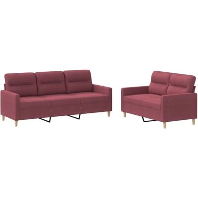 vidaXL 2-teiliges Bordeaux Stoffsofa-Set - Wohnzimmermöbel vidaXL 2-teiliges Bordeaux Stoffsofa-Set - Wohnzimmermöbel