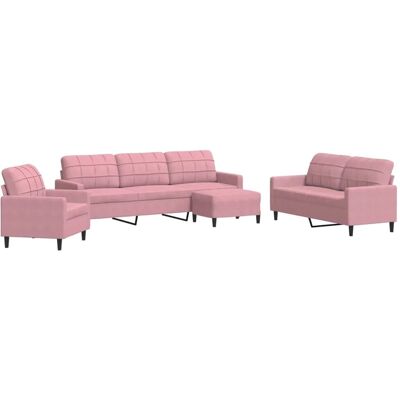 Vidaxl Rosa Samtsofa 4-teilig - Wohnzimmermöbel Vidaxl Rosa Samtsofa 4-teilig - Wohnzimmermöbel