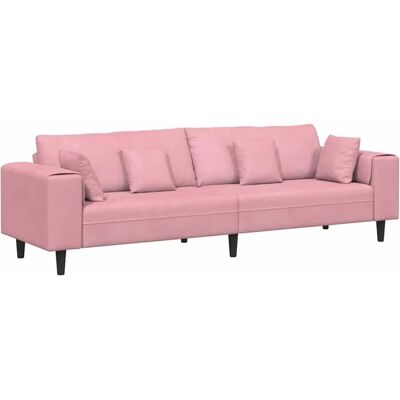 vidaXL Sofa mit Kissen Rosa 250 x 77 x 76 cm Samt 3335156 vidaXL Sofa mit Kissen Rosa 250 x 77 x 76 cm Samt 3335156