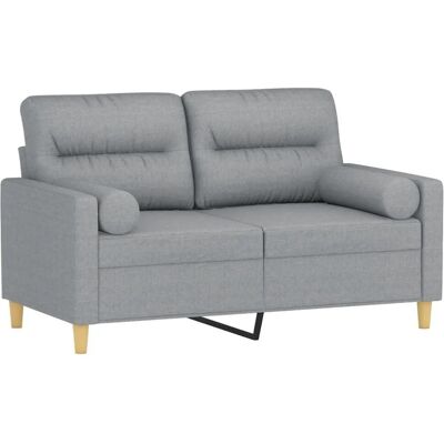 vidaXL 2-Sitzer-Sofa Hellgrau Stoff mit Kissen - Sofa vidaXL 2-Sitzer-Sofa Hellgrau Stoff mit Kissen - Sofa