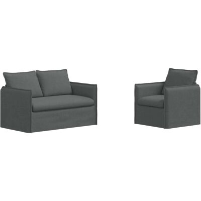 vidaXL Sofa 2-Tlg Dunkelgrau 196 x 82 x 85 cm Stoff 3407524 vidaXL Sofa 2-Tlg Dunkelgrau 196 x 82 x 85 cm Stoff 3407524
