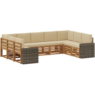 vidaXL Ecksofa Set mit Kissen 9 Stk Natur und Beige Polyester 3384849 vidaXL Ecksofa Set mit Kissen 9 Stk Natur und Beige Polyester 3384849