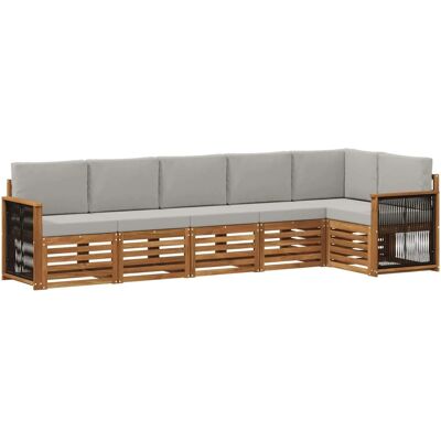 vidaXL Ecksofa Set mit Kissen 5 Stk Natur und Hellgrau 3384412 vidaXL Ecksofa Set mit Kissen 5 Stk Natur und Hellgrau 3384412