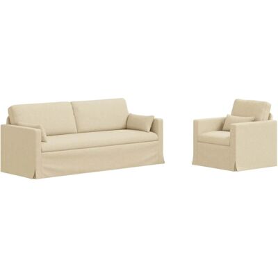 vidaXL Sofa 2-Tlg Creme 198 x 78 x 80 cm Stoff 3407586 vidaXL Sofa 2-Tlg Creme 198 x 78 x 80 cm Stoff 3407586