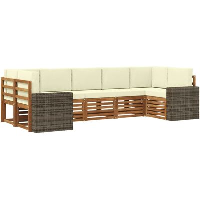 vidaXL Ecksofa Set mit Kissen 7 Stk Natur und Creme Polyester 3384816 vidaXL Ecksofa Set mit Kissen 7 Stk Natur und Creme Polyester 3384816