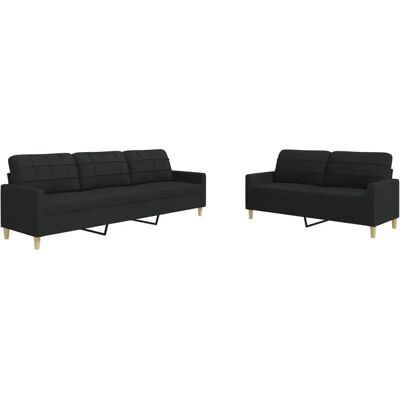 vidaXL 2-Tlg Sofagarnitur Schwarz Stoff 2162850 vidaXL 2-Tlg Sofagarnitur Schwarz Stoff 2162850