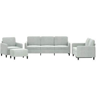 vidaXL Hellgraues Samt 4-teiliges Sofaset vidaXL Hellgraues Samt 4-teiliges Sofaset