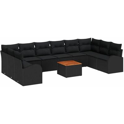 vidaXL Garten-Sofa-Set 11-Tlg Schwarz 3356301 vidaXL Garten-Sofa-Set 11-Tlg Schwarz 3356301