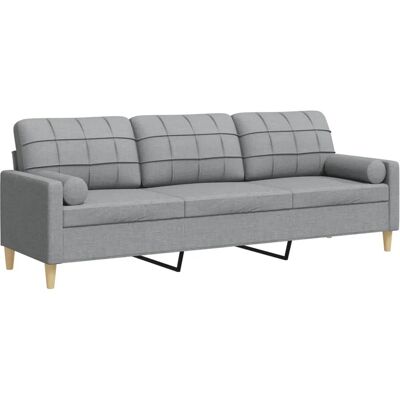 vidaXL Sofa 3-Sitzer mit Zierkissen Hellgrau 210 cm Stoff 2150032 vidaXL Sofa 3-Sitzer mit Zierkissen Hellgrau 210 cm Stoff 2150032