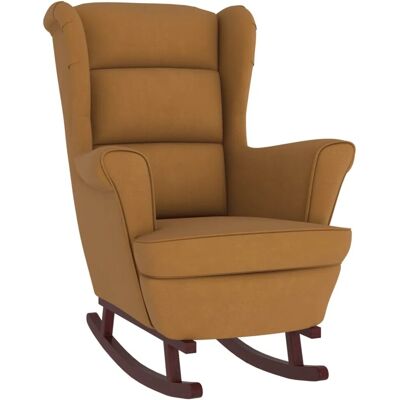 vidaXL Brauner Samt Schaukelstuhl - Sessel vidaXL Brauner Samt Schaukelstuhl - Sessel