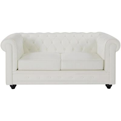 Vente-unique Weißes Büffelleder 2-Sitzer Chesterfield Sofa Vente-unique Weißes Büffelleder 2-Sitzer Chesterfield Sofa