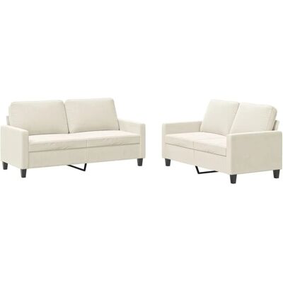 VIDAXL - Samtsofa-Set - Creme - 2-teilig VIDAXL - Samtsofa-Set - Creme - 2-teilig