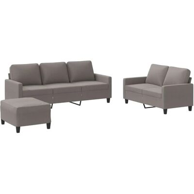 vidaXL 3-Tlg Sofagarnitur mit Kissen Taupe Stoff 3201475 vidaXL 3-Tlg Sofagarnitur mit Kissen Taupe Stoff 3201475